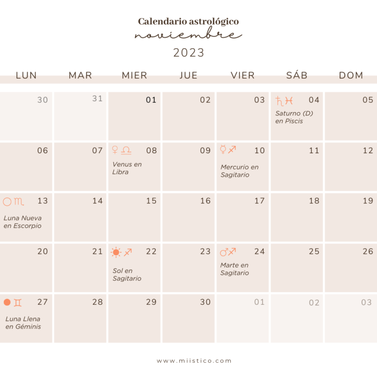 Calendario Astrológico noviembre 2023